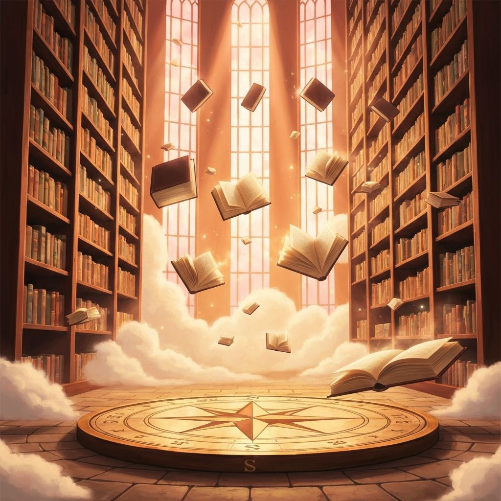 Ghibli-style illustration for Rosicrucian Knowledge Explorer